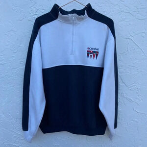 Carnival Mens Vintage Look Pull Over Sweater White Blue Sz Small to Medium